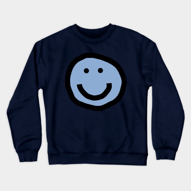 Minimal Happy Smiley Face Blue Crewneck Sweatshirt by ellenhenryart